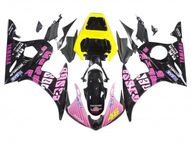 Best 2005 Yamaha YZF 600 R6 Motorcycle Fairings - Black Pink Yellow Repsol 46