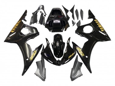 Best 2005 Yamaha YZF 600 R6 Motorcycle Fairings - Black Gold