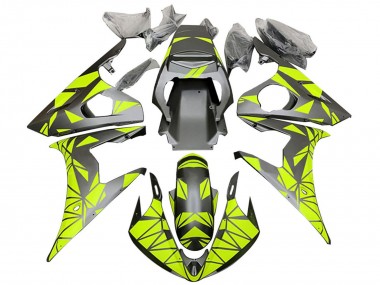 Best 2005 Yamaha YZF 600 R6 Motorcycle Fairings - Matte Black Neon Green