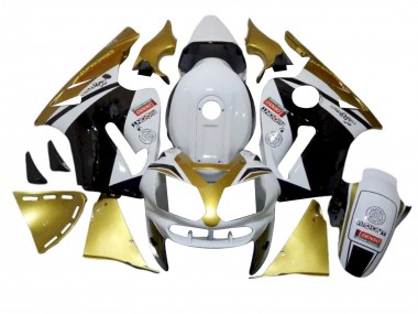 Best 2002-2006 Kawasaki ZX12R Motorcycle Fairings - White Gold Black Red Denso