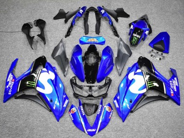 Best 2015-2018 Yamaha YZF R3 Motorcycle Fairings - Blue Black Green Monster