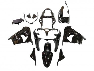 Best 2000-2001 Kawasaki ZX9R Motorcycle Fairings - Glossy Black White Decal