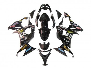 Best 2008-2010 Kawasaki ZX10R Motorcycle Fairings - Glossy Black Blue Yellow Monster