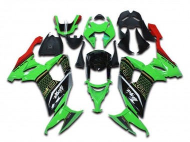 Best 2008-2010 Kawasaki ZX10R Motorcycle Fairings - Green Black Red White Honeycomb