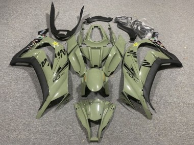 Best 2011-2015 Kawasaki ZX10R Motorcycle Fairings - Dark Army Green Black Yellow Star