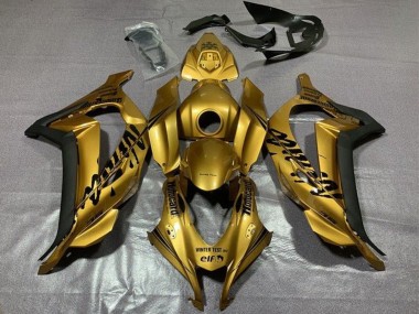 Best 2016-2020 Kawasaki ZX10R Motorcycle Fairings - Gold Black