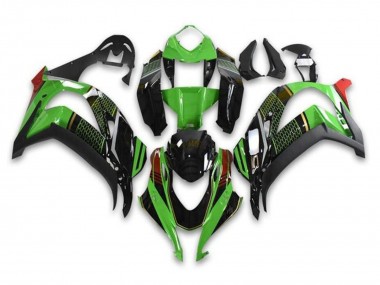 Best 2016-2020 Kawasaki ZX10R Motorcycle Fairings - Green Glossy Black Red Honeycomb
