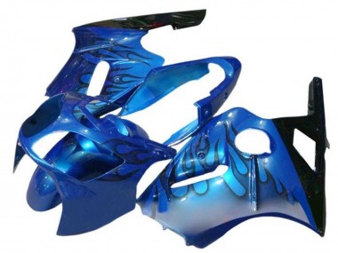 Best 2000-2001 Kawasaki ZX12R Motorcycle Fairings - Blue Black Flame
