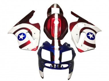 Best 2000-2001 Kawasaki ZX12R Motorcycle Fairings - Candy Red White Blue Captain America