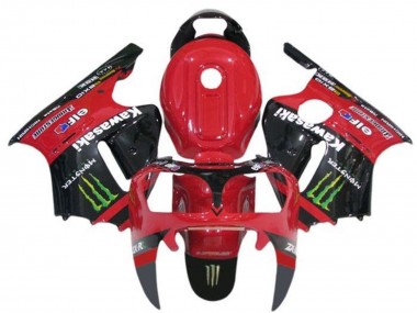 Best 2000-2001 Kawasaki ZX12R Motorcycle Fairings - Red Black Green Monster