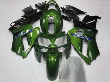 Best 2000-2001 Kawasaki ZX12R Motorcycle Fairings - Dark Green Black Blue