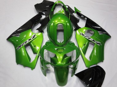 Best 2002-2006 Kawasaki ZX12R Motorcycle Fairings - Green Glossy Black
