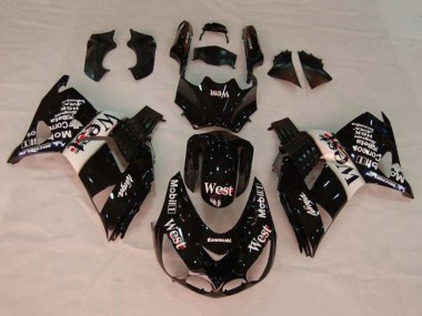 Best 2006-2011 Kawasaki ZX14R ZZR1400 Motorcycle Fairings - Glossy Black White West