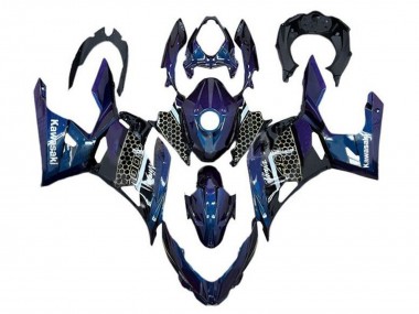 Best 2018-2024 Kawasaki Ninja 400 Motorcycle Fairings - Blue White Honeycomb