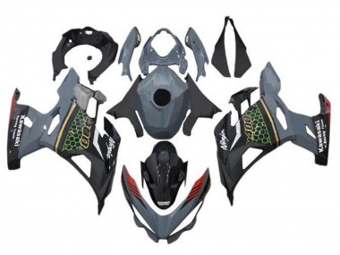 Best 2018-2024 Kawasaki Ninja 400 Motorcycle Fairings - Grey Black Red Honeycomb