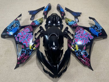 Best 2018-2024 Kawasaki Ninja 400 Motorcycle Fairings - Black Blue Jinx