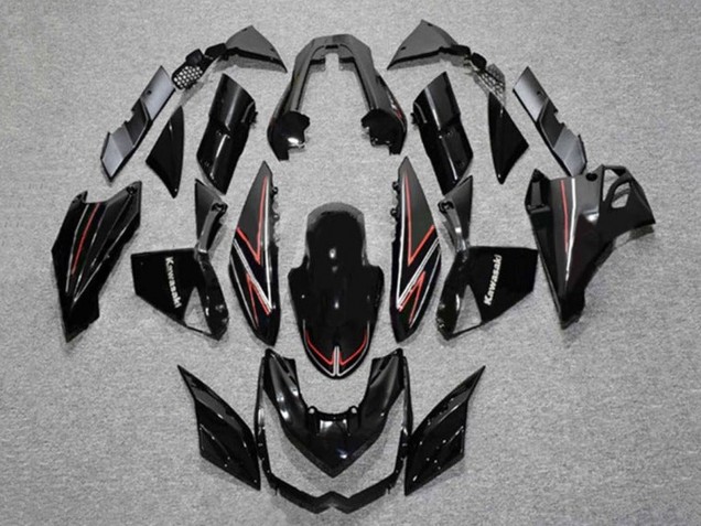 2010-2013 Kawasaki Z1000 Motorcycle Fairings - Glossy Black Red Stripe