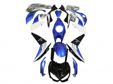 Best 2014-2019 Kawasaki Z1000 Motorcycle Fairings - Blue White Glossy Black