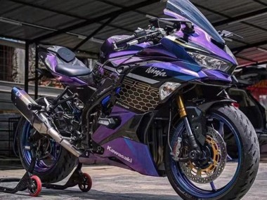 Best 2019-2025 Kawasaki ZX25R ZX-25R Motorcycle Fairings - Purple Blue Gold Gradient Honeycomb