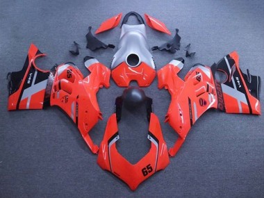 Best 2020-2021 Ducati Panigale V4 V4S Motorcycle Fairings - Silver Red Matte Black Stripe 65