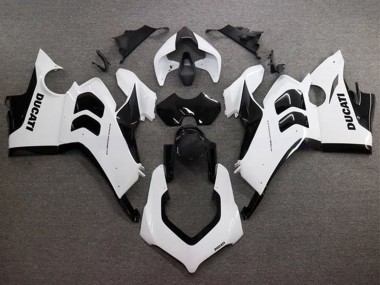 Best 2020-2021 Ducati Panigale V4 V4S Motorcycle Fairings - Glossy White Glossy Black