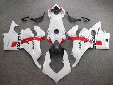 Best 2020-2021 Ducati Panigale V4 V4S Motorcycle Fairings - White Red Stripe