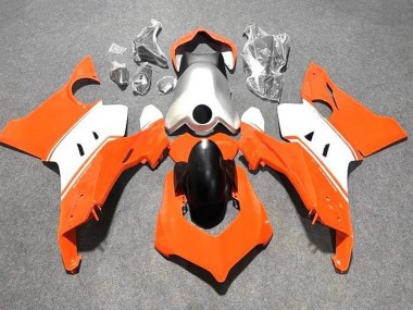 Best 2020-2021 Ducati Panigale V4 V4S Motorcycle Fairings - White Silver Orange