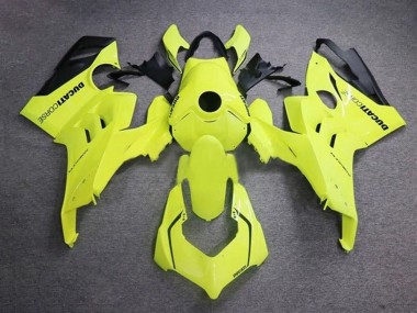 Best 2020-2021 Ducati Panigale V4 V4S Motorcycle Fairings - Neon Yellow Glossy Black Corse