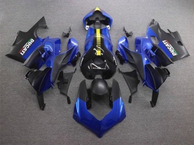 Best 2020-2021 Ducati Panigale V4 V4S Motorcycle Fairings - Blue Yellow Matte Black