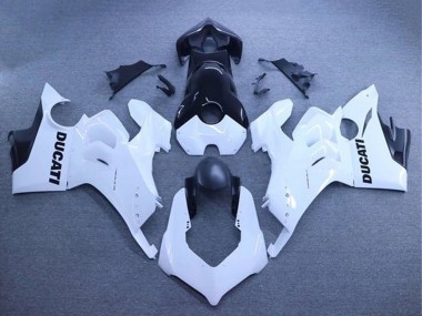 Best 2020-2021 Ducati Panigale V4 V4S Motorcycle Fairings - White Glossy Black