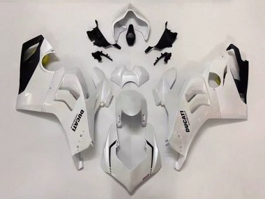Best 2020-2021 Ducati Panigale V4 V4S Motorcycle Fairing - Pearl White Glossy Black