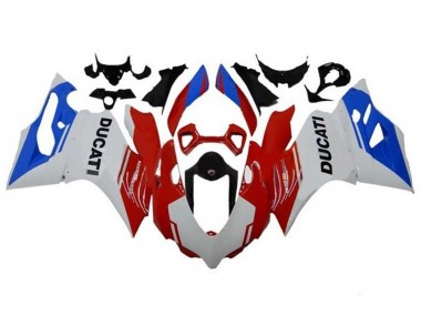 Best 2011-2014 Ducati Panigale 1199 Motorcycle Fairings - White Red Blue