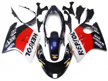 Best 1996-2007 Honda CBR1100XX Blackbird Motorcycle Fairings - Red White Blue Glossy Black Repsol