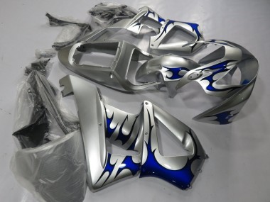 Best 2000-2001 Honda CBR900RR 929 Motorcycle Fairings - Silver Blue Tribal