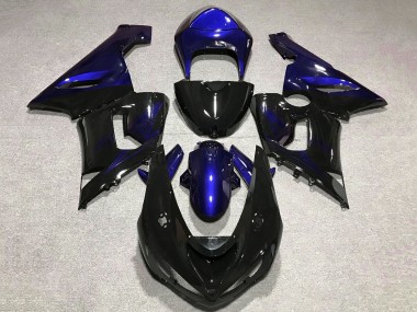 Best 2005-2006 Kawasaki ZX6R Motorcycle Fairing - Blue Glossy Black