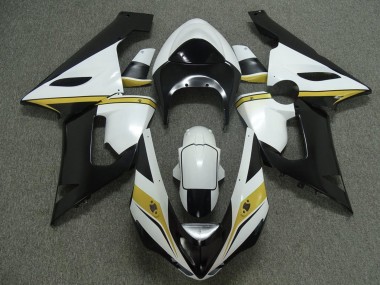 Best 2005-2006 Kawasaki ZX6R Motorcycle Fairings - White Black Yellow