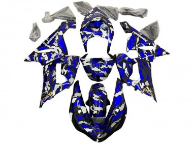 Best 2005-2006 Kawasaki ZX6R Motorcycle Fairings - Blue Camouflage
