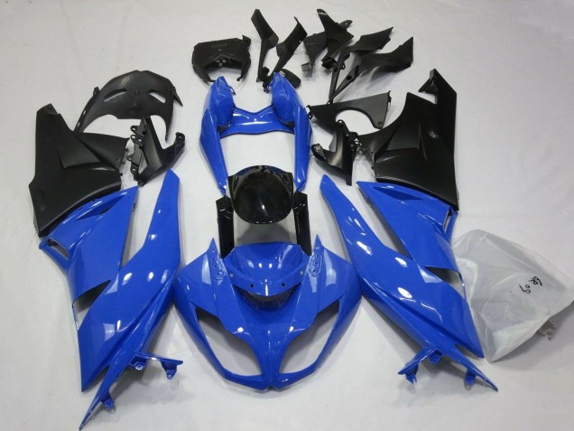 2007-2008 Kawasaki ZX6R Motorcycle Fairings - Blue Black Matte Black
