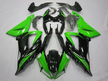 Best 2013-2018 Kawasaki ZX6R Motorcycle Fairings - Green Glossy Black