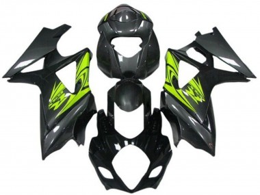 Best 2007-2008 Suzuki GSXR 1000 Motorcycle Fairings - Black Neon Yellow