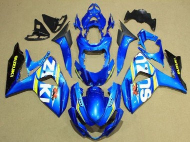 Best 2009-2016 Suzuki GSXR 1000 Motorcycle Fairings - Blue White Yellow Stripe Black