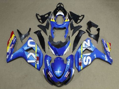 Best 2009-2016 Suzuki GSXR 1000 Motorcycle Fairings - Blue White Yellow Stripe