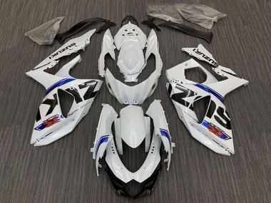 Best 2009-2016 Suzuki GSXR 1000 Bike Fairings - White Blue Stripe