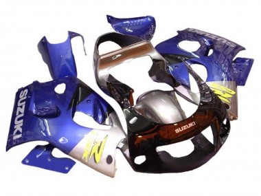 Best 1996-2000 Suzuki GSXR 600 / GSXR 750 Motorcycle Fairings - Blue Silver Black