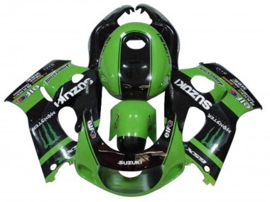 Best 1996-2000 Suzuki GSXR 600 / GSXR 750 Motorcycle Fairings - Green Black Monster