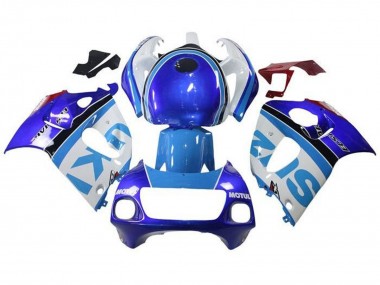 Best 1996-2000 Suzuki GSXR 600 / GSXR 750 Motorcycle Fairings - White Blue Stripe