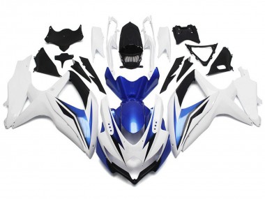 Best 2008-2010 Suzuki GSXR 600 / GSXR 750 Motorcycle Fairing - White Blue Black