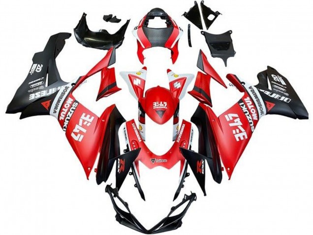 2011-2024 Suzuki GSXR 600 / GSXR 750 Motorcycle Fairings - Red White Black Motul
