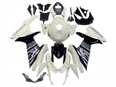 Best 2011-2024 Suzuki GSXR 600 / GSXR 750 Motorcycle Fairing - White Glossy Black