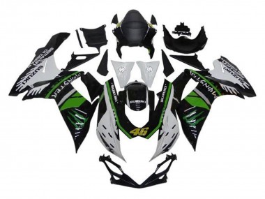 Best 2011-2024 Suzuki GSXR 600 / GSXR 750 Motorcycle Fairings - White Green Black Monster 46